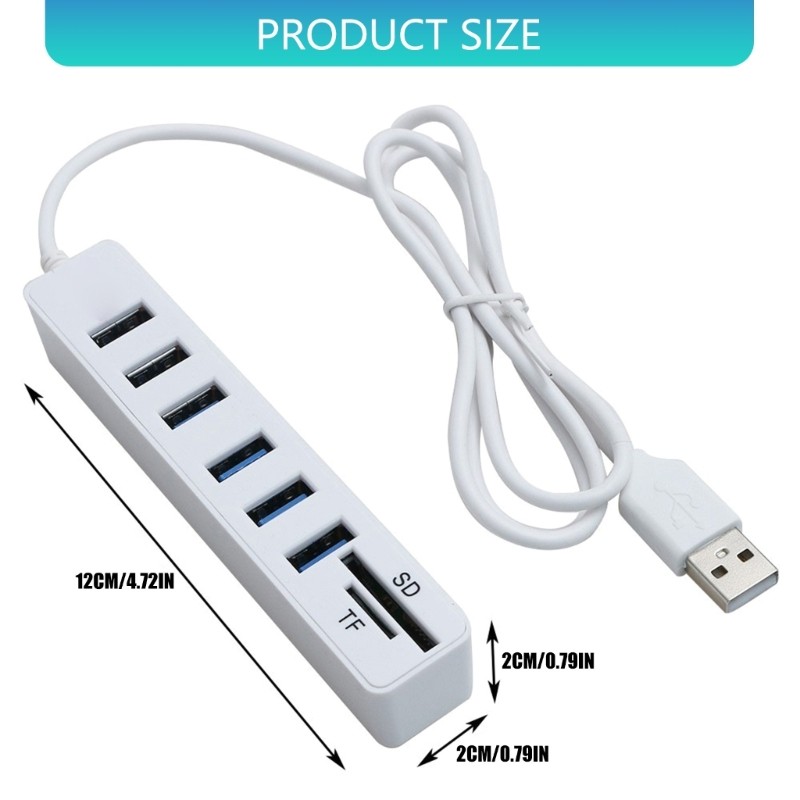 USB 2.0 Splitter with Overcurrent Protections 6 Port Safe Charging Hub for gallery