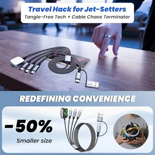 4-in-2 Dual Type C Multi Charging Cable for Apple Watch & iPhone 16-11, USB A/C gallery