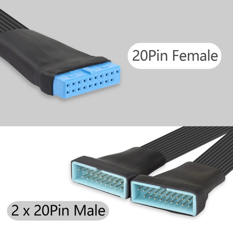 USB 3.0 Header Extension Cable 1Ft 19/20 Pin 1 to 2 Y Splitter Internal Exten... gallery
