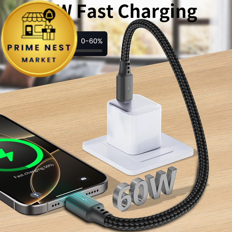 Cenepor Short USB C to C Cable 6 inch 3Pack, C 0.5FT, Black gallery