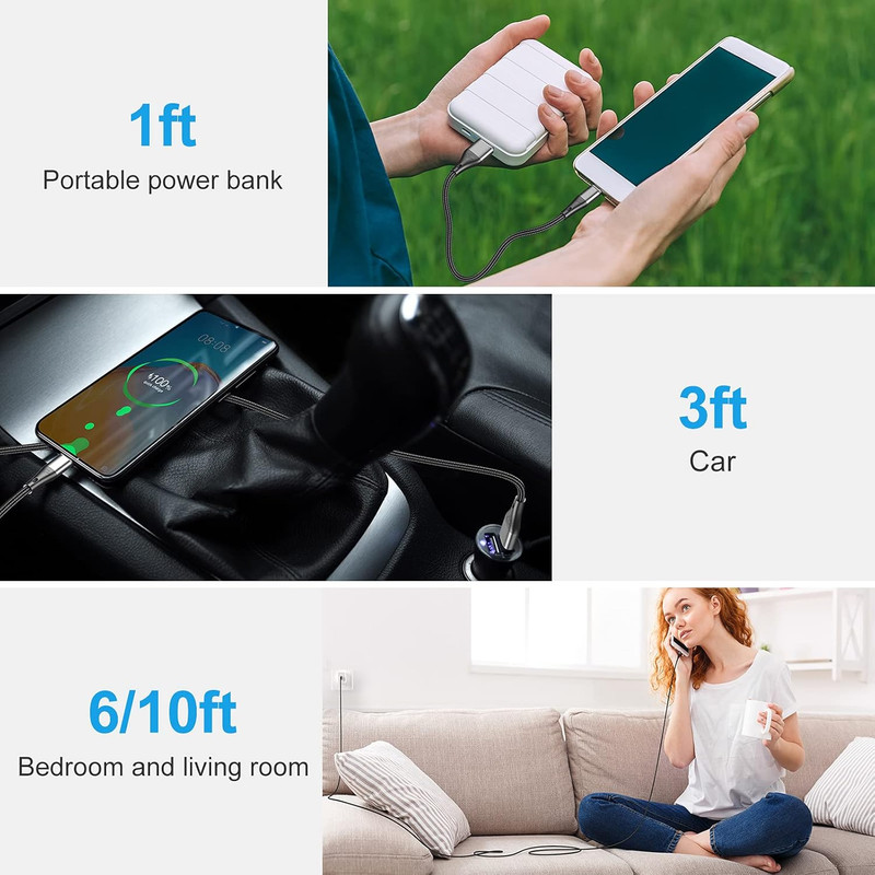Extra Long 16FT USB Type C Cable Fast Charging,3Pack Premium Nylon Braided 3A Ra gallery