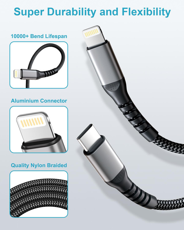 USB C to Lightning Cable 2Pack 1M USBC to Lightning Cable [Mfi Certified], Light gallery