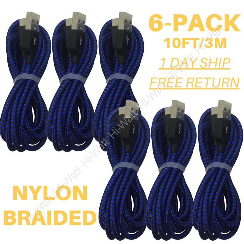 6 Pack Fast Charger USB Cable Lot For Apple iPhone SE 7 8 XR Xs 11 12 13 14 Max