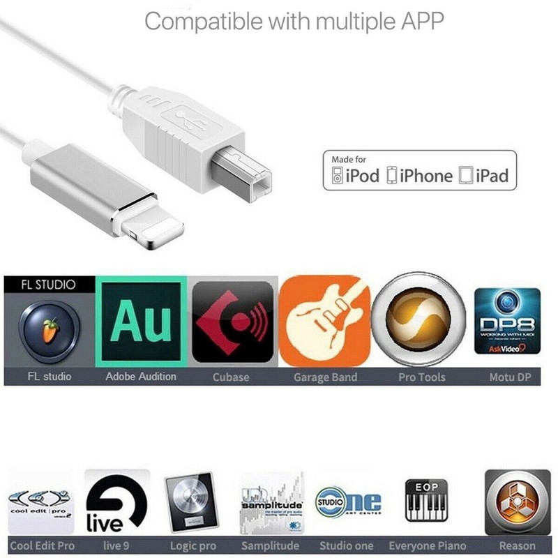 8Pin to Type-B Converter USB 2.0 Cable for iPhone iPad MIDI Keyboard Organ gallery