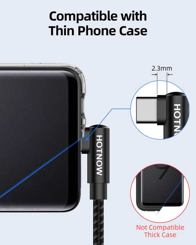 Cable USB A a USB C Angulo Recto 90 Grados 1 Pie 3 Pack Nylon de Carga Rapida gallery