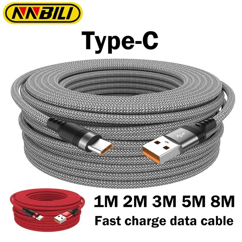 USB C Fast Charging Cable 6A Braided Type C Charger Cord 1M 2M 3M 5M 8M 
