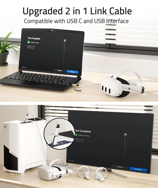 Link Cable 20FT with Oculus/Meta Quest 3/Quest 3S/Quest2//Pico 4 and PC/Steam... gallery