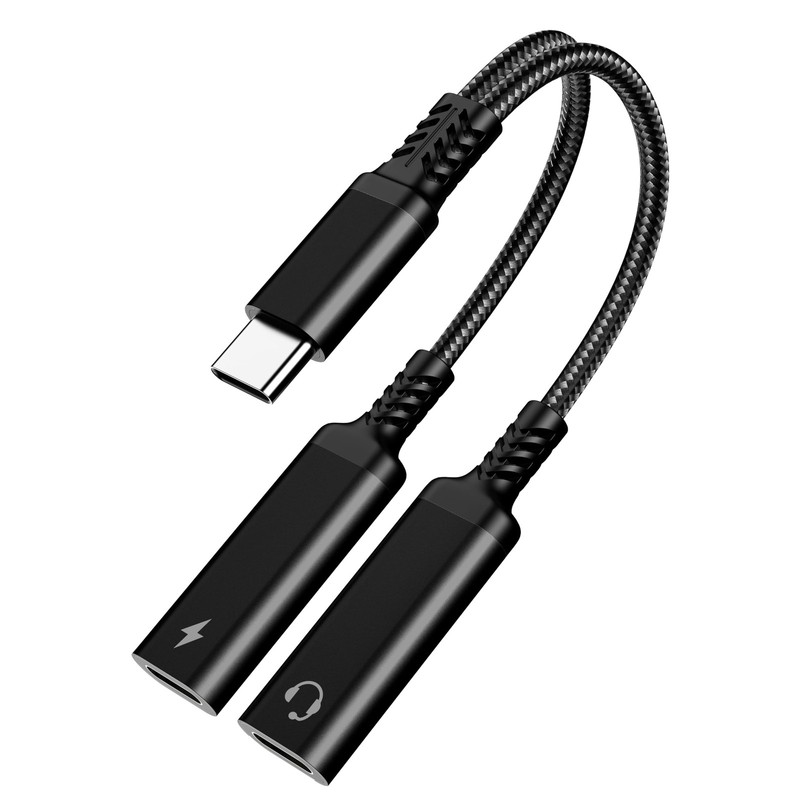 Marsno 𝐔𝐩𝐠𝐫𝐚𝐝𝐞𝐝 USB C Splitter, 2-in-1 Dual C Headphone and Black