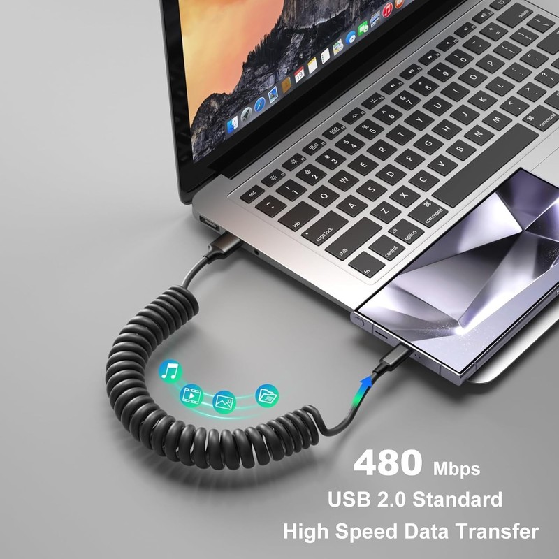 iPhone 16e Car Charger Cable Coiled USB C Cord, OKRAY USB-A to USB-C... gallery
