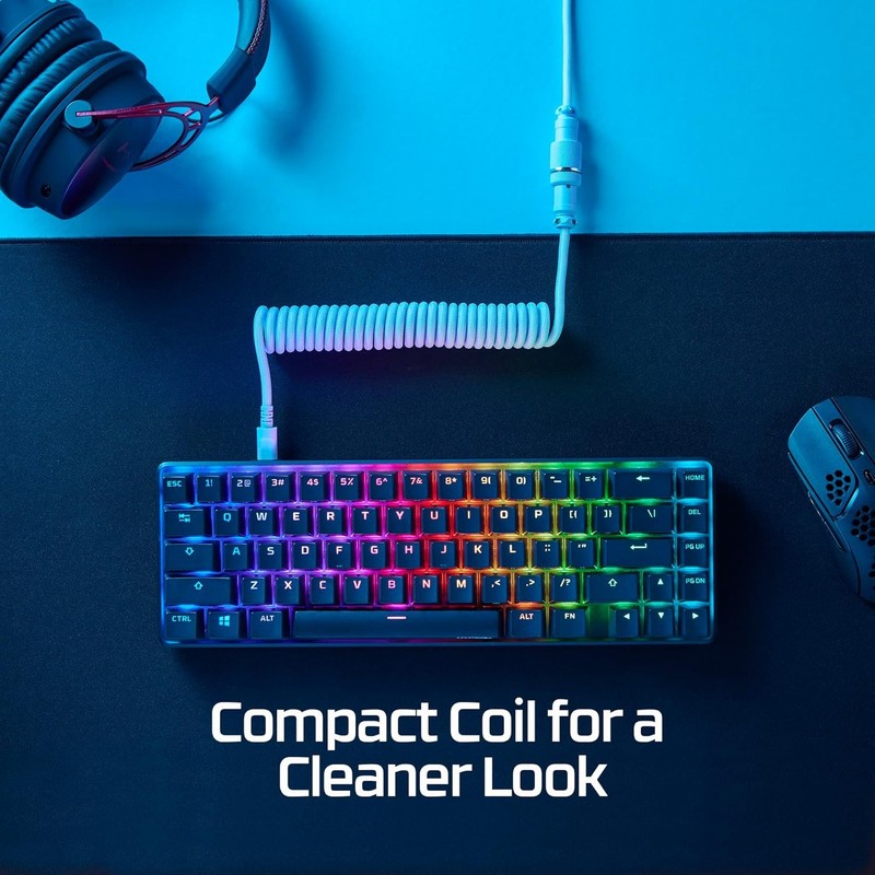 HyperX Coiled USB C to USB A Cable Aviator Connector Light Green White 3 Pack gallery