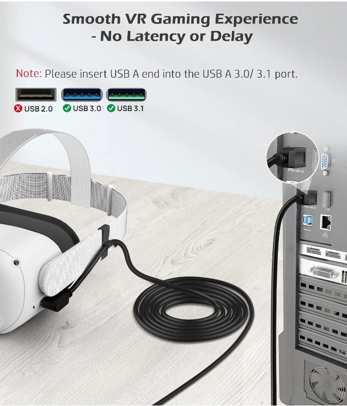 USB 3.2 Gen 1 Cable - USB to USB-C 20ft Oculusquest link camer connecting gallery