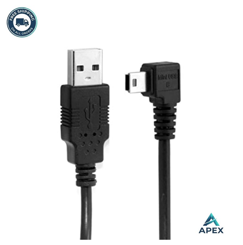 USB 2.0 Mini USB Cable 5 Pin Male 90 Degree Left Angled Charge Data 1.8 Meter
