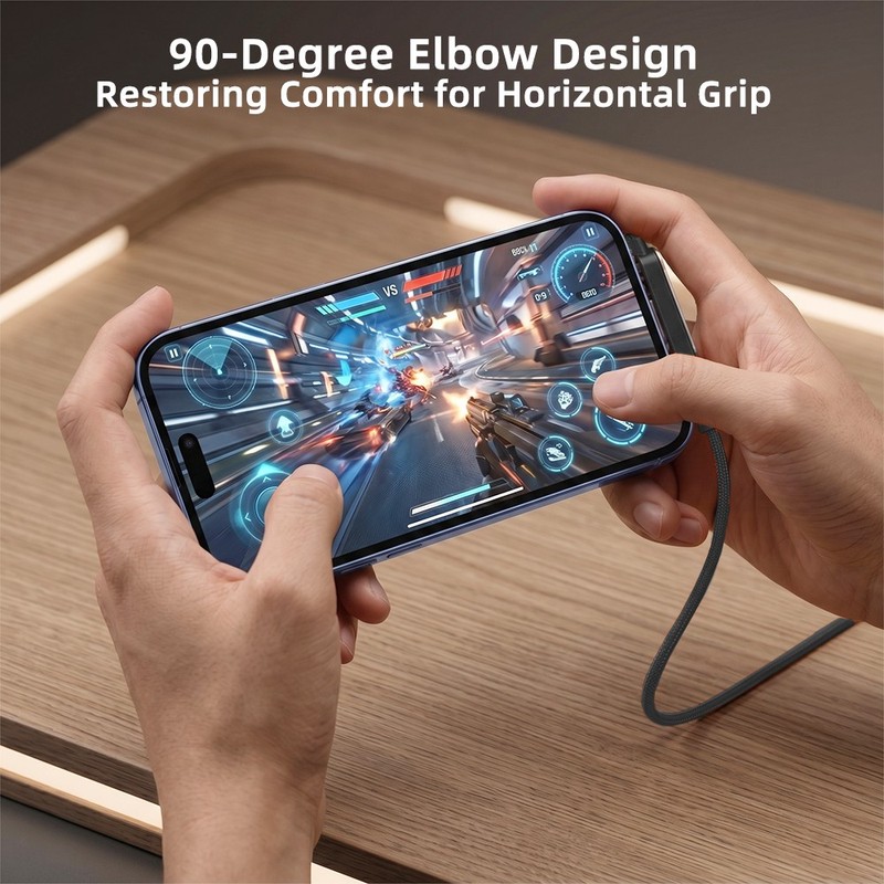 240W Invisible Stand Fast Charging Cable USB C to USB C Flat Cable 90° Angled gallery