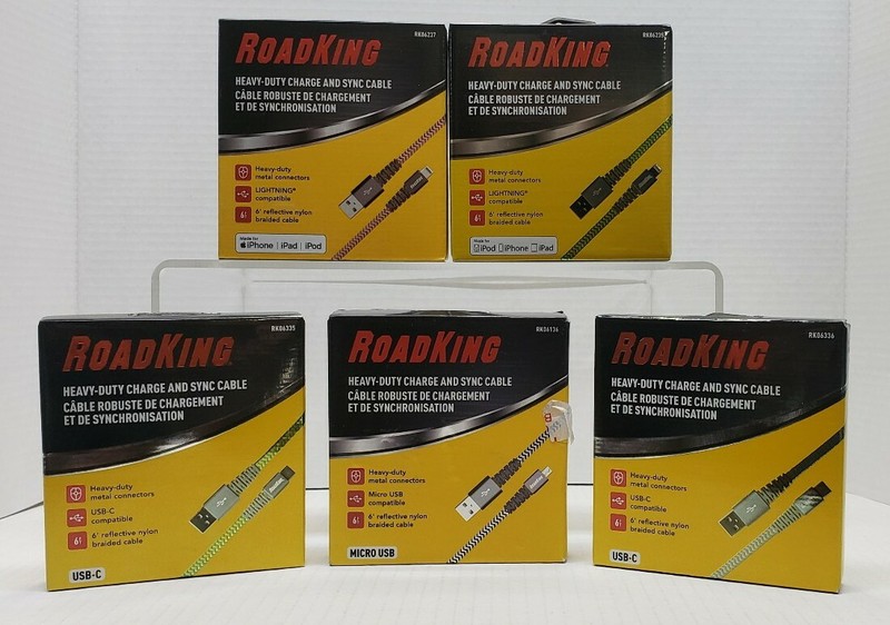 ROADKING HEAVY DUTY CHARGE AND SYNC CABLE USB-C LIGHTNIN MICRO USB 7-2-3
