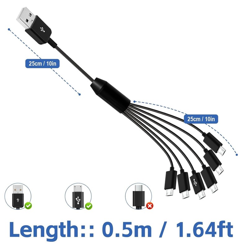 Universal Micro USB Splitter Cable - Fast 5A Charging & Data Sync Capability gallery