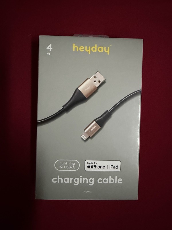 Heyday 4 Ft. Proprietary Connector to USB-A Charging Cable Made For iPhone/iPad