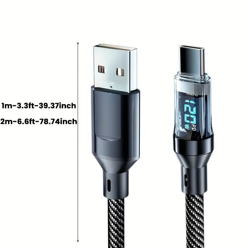 120W USB C, Fast Charging Cable, Digital Display USB A, Charger Cord gallery