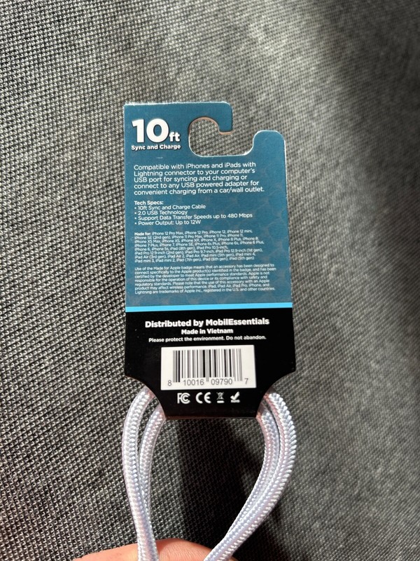 10ft Sync & Charge Cable- Lightning to USB-A (Made for Apple iphone/ipad/ipod) gallery