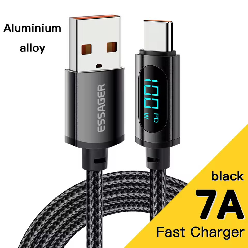USB C to USB C Cable 100W PD Fast Charging Cord Type-C Charger with LED Display
