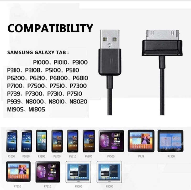 USB Charger Cable 2X for Samsung Galaxy Tab 7.0 10.1 3FT Sync gallery