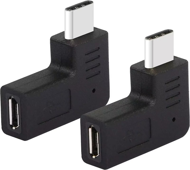 GELRHONR Right Angle USB C to Micro USB Adapter, 90 Degree Type C Male