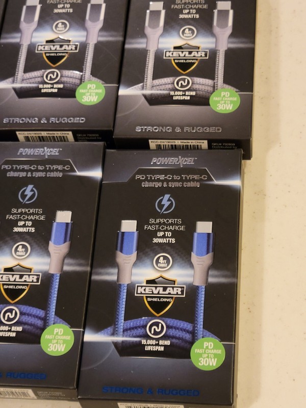 Lot of 6 (SILVER& BLUE) PowerXcel PD TYPE C TO TYPE-C Charge And Sync Cable gallery