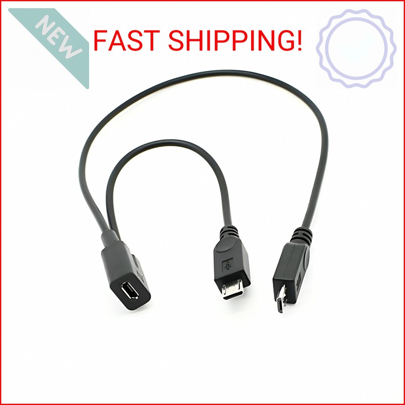 FASTELECTRIC Micro USB Female 1 to 2 Y Splitter Cable,Micro USB 1 to 2 Charging