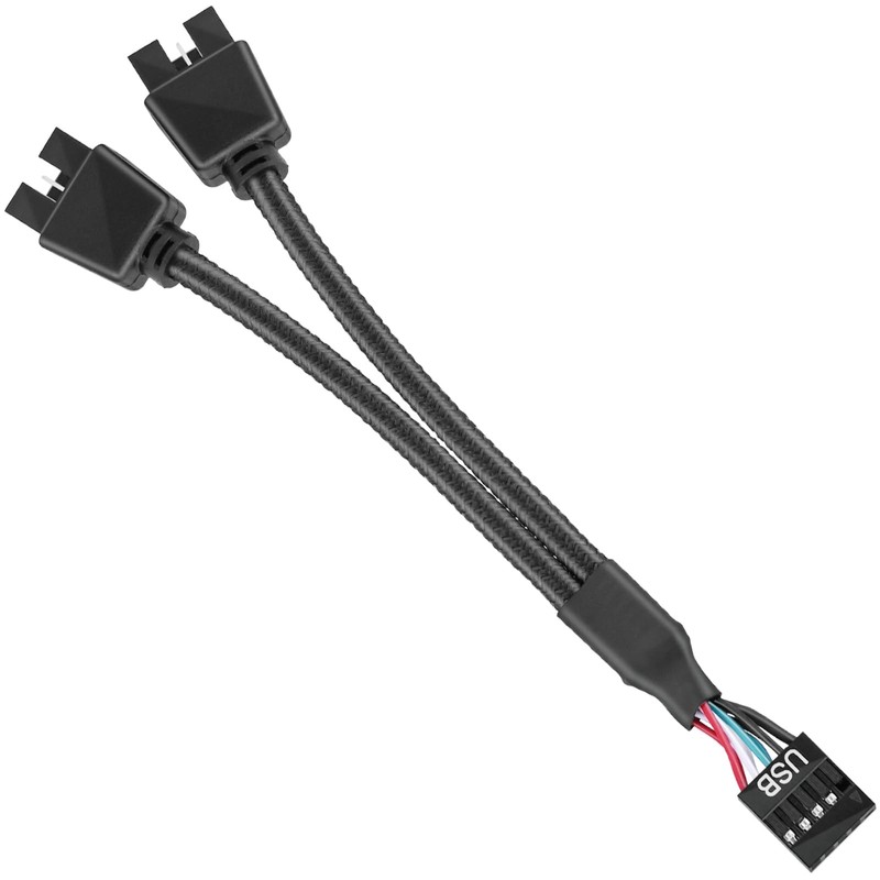 Motherboard USB 2.0 to Dual 9 Pin Extension Cord, 9-Pin USB Header 1 Female t... gallery