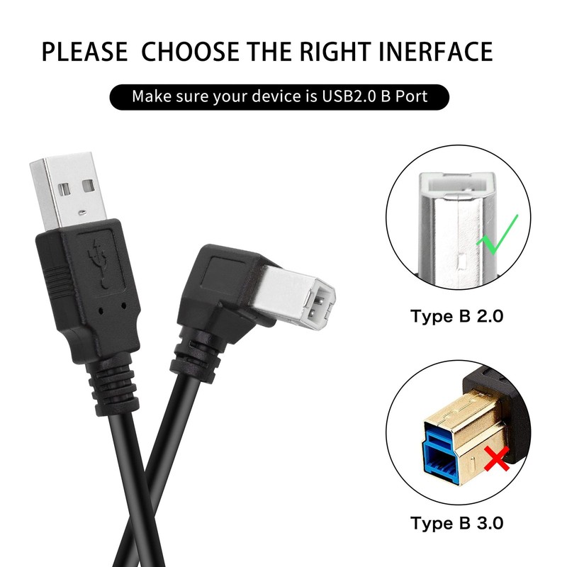 1 PC 90 Degree Left Angle USB 2.0 A Male To B Male Printer Scanner Cable 1.5M gallery