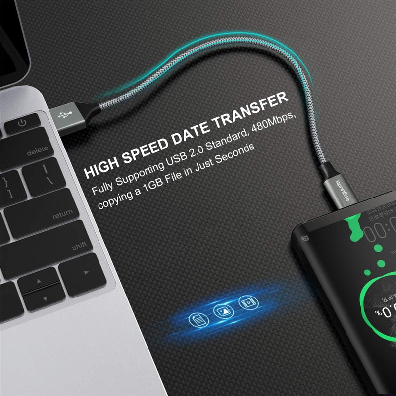 Etguuds USB to USB C Cable 1Ft, 2-Pack Short USB a to Type C Charger Cord Fast gallery