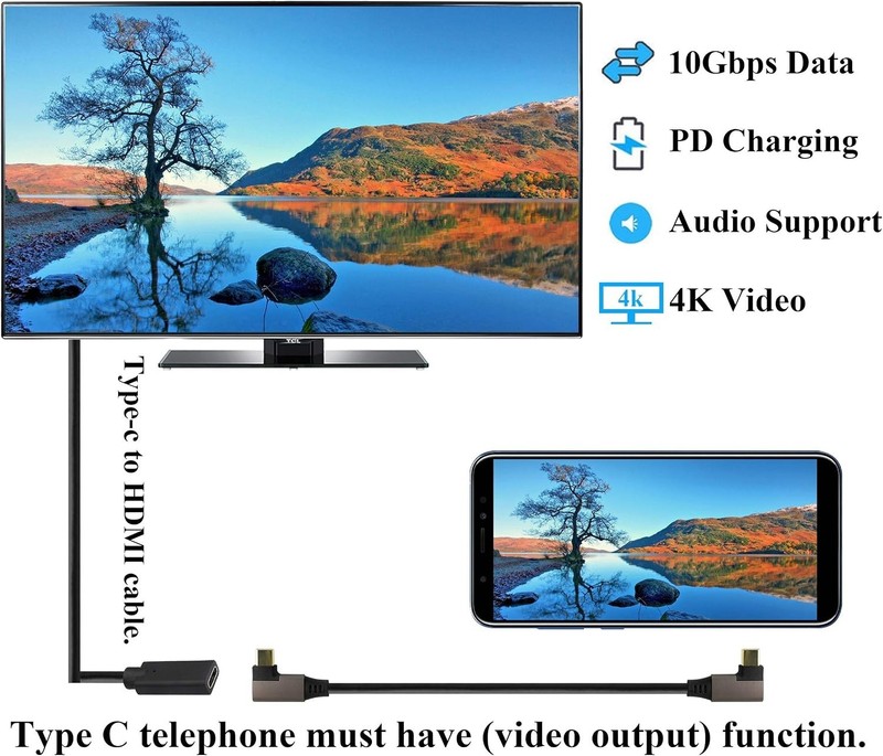 90 Degree USB 3.1 Type C Cable Right & Left Angled 3.1 USB Type C Male 4K@60H... gallery