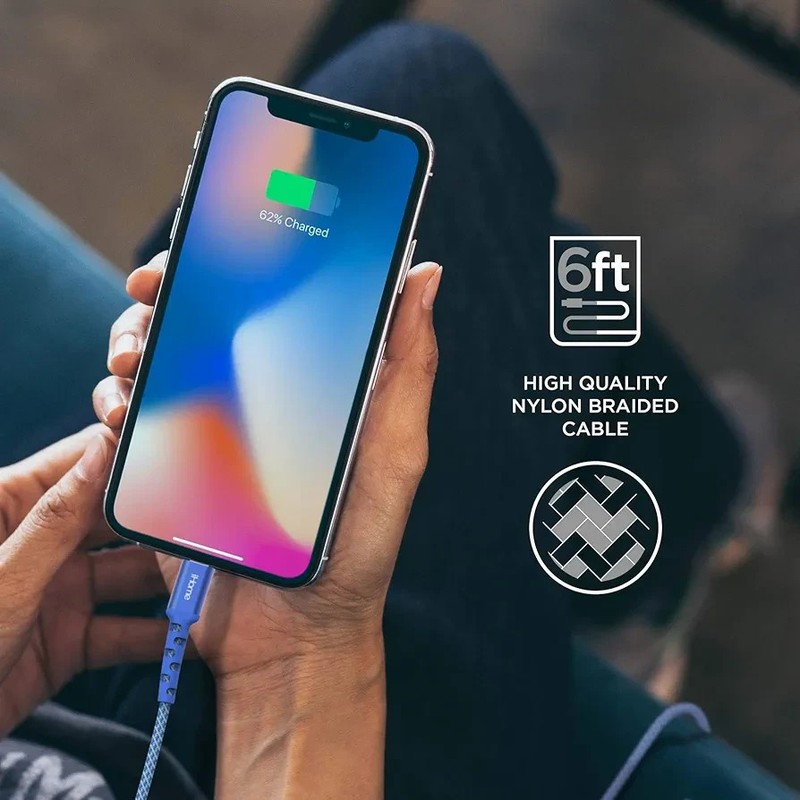 iHome Durastrand Lightning® Cable to USB type C 6ft. 2X faster MFI-Certified gallery
