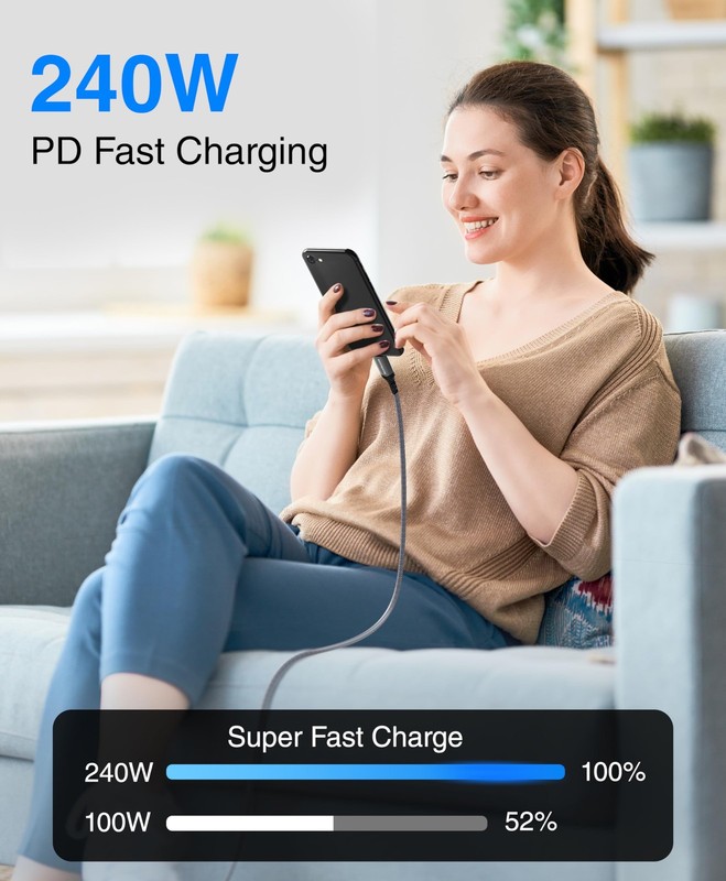 USB C Cable 3FT - (240W PD, USB 4.0, Type C Cable, 48V 5A Fast Charging, 40 G... gallery