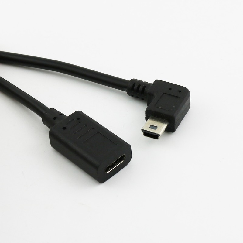 Mini USB 5 Pin Male Right Angle to USB-C 3.1 Type C Female Charging Data Cable gallery