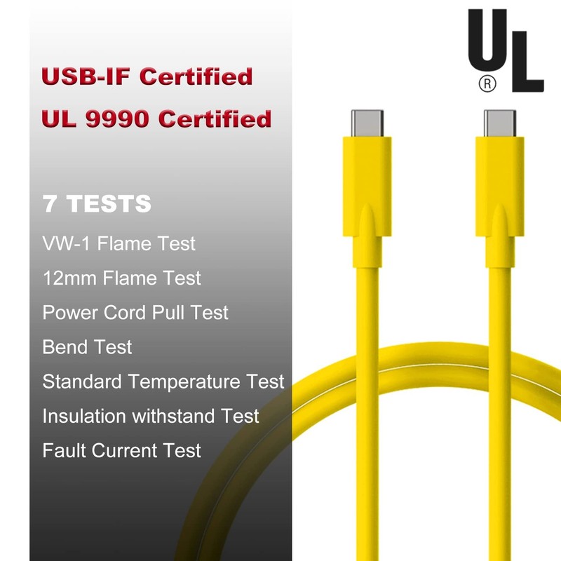 3.3 Ft Yellow USB C to USB C 3.1 Gen 2 Cable 100W PD 10Gbps 5A Fast Charging gallery