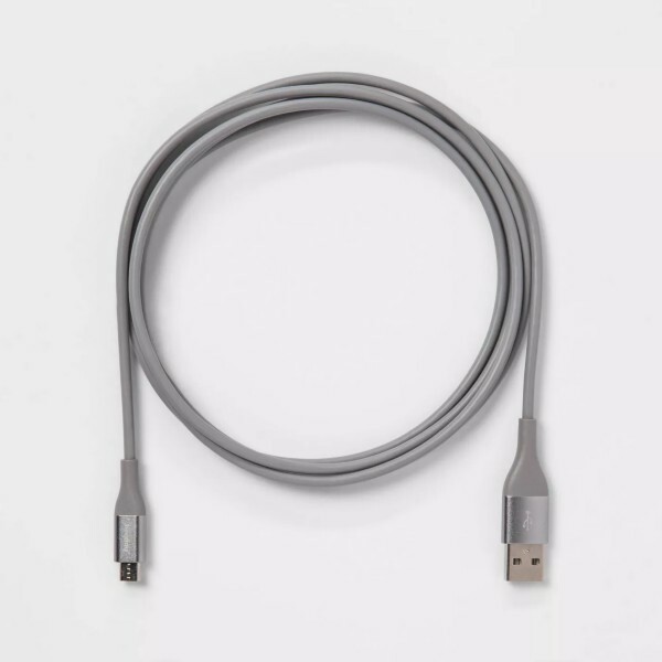 heyday™ 10' Micro-USB to USB-A Round Cable - Cool Gray/Silver NIB gallery