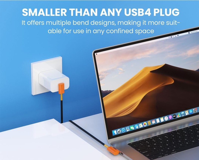 10 Inch USB 4.0 TypeC Silicone Cable 40Gbps 240W 8K/60Hz Up Down Thunderbolt gallery