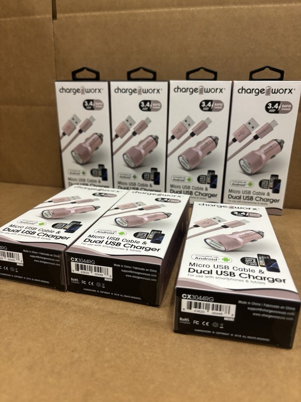 Lot of 7 Charge Worx 3.4 AMP Android Micro USB Cable & Dual USB Chargers gallery