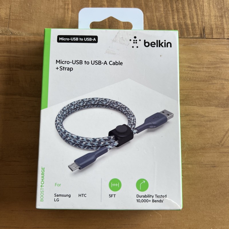 Belkin BoostCharge Micro-USB To USB-A Cable + Strap – 5 Feet *NEW SEALED*