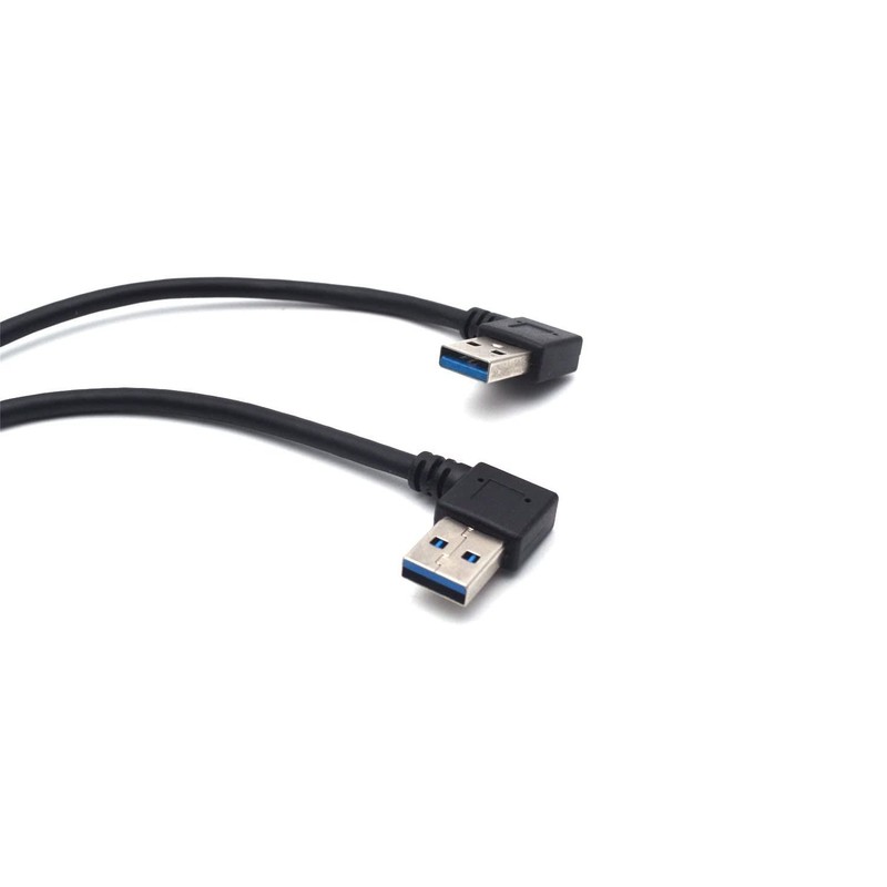 2 Pairs USB 3.0 Type A 90 Degree Male To Straight Female Cable Black Cord gallery