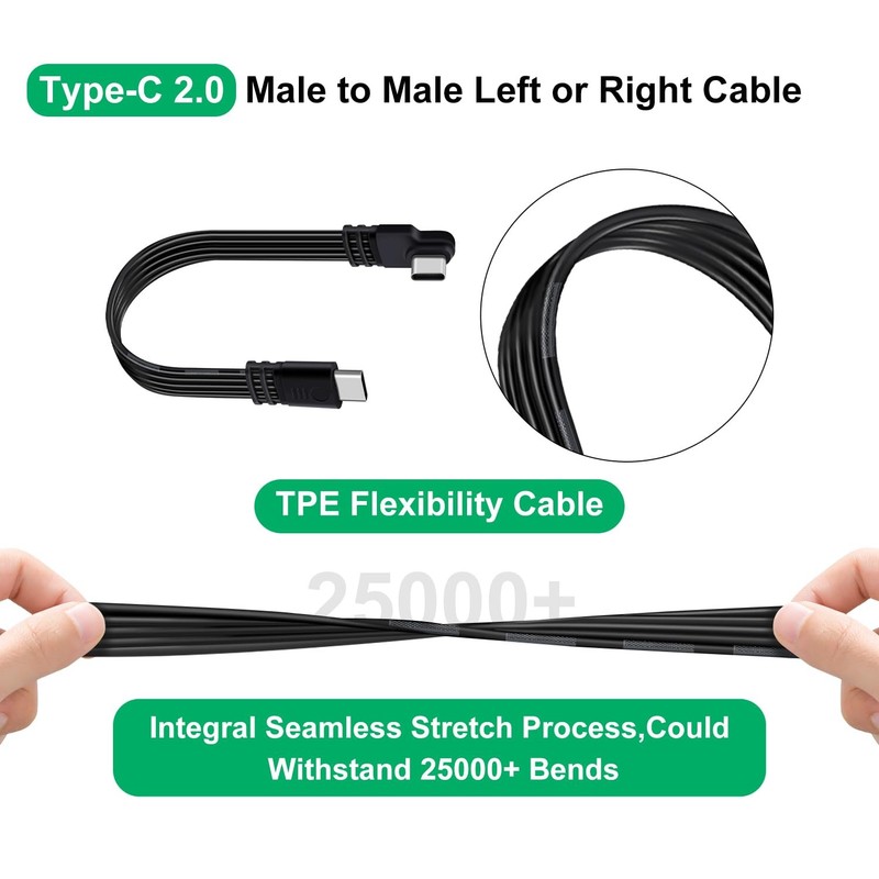 USB to Right Angle Flat 65W PD Fast Charging Short 90 Degree USB Flat Chargin... gallery