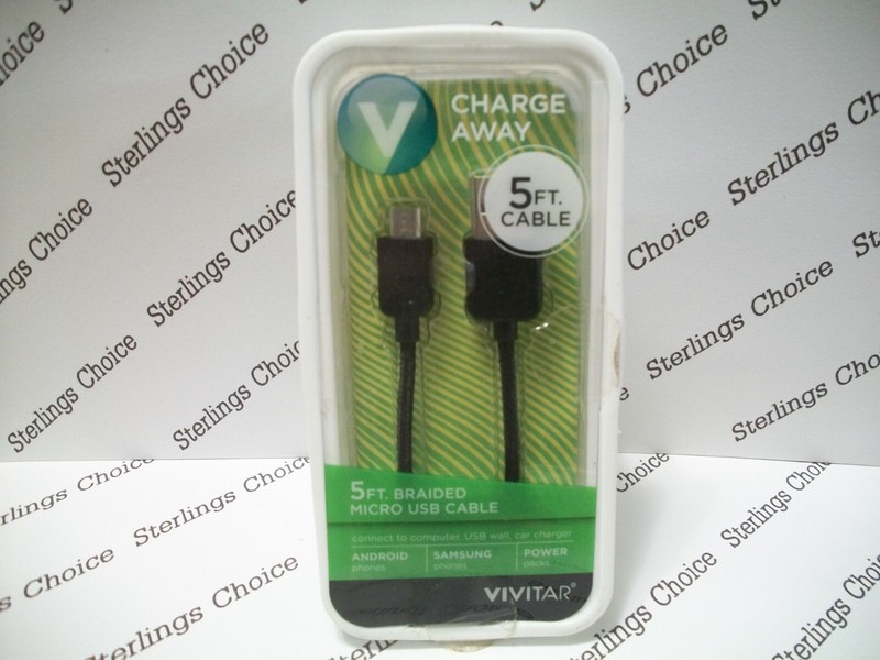 Vivitar Charge Away 5ft Braided Black Micro USB Cable