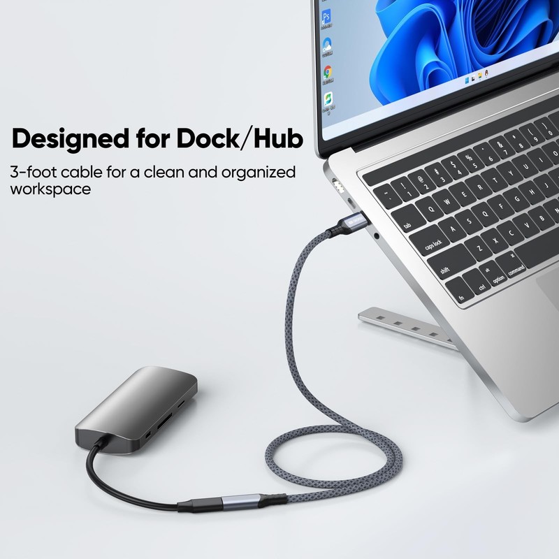 USB C Extension Cable 3ft, 8K60Hz/40Gbps/240W USB 4 Extender, Video Display T... gallery