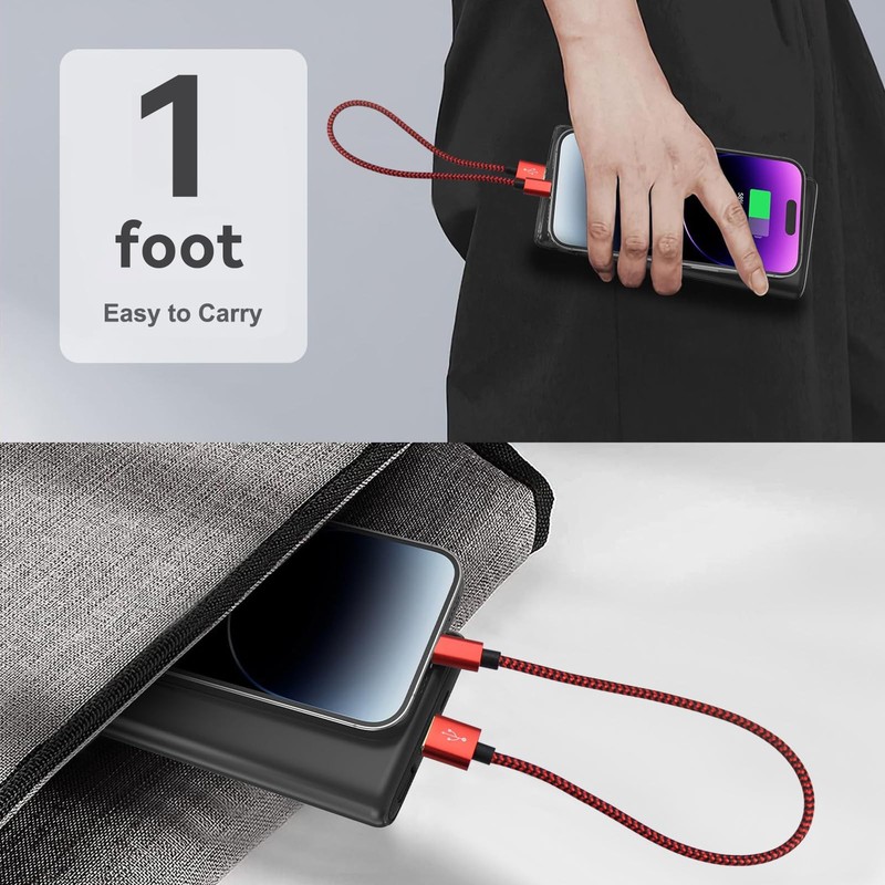 5 PCS Short Micro USB Cable 1 Ft Braided Android Charging Data Cord Bulk gallery