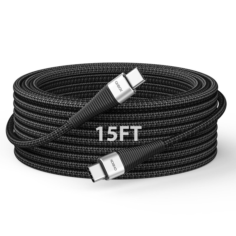 15FT USB C to USB C Cable 100W Fast Charging Cord | Heavy Duty Nylon Braided for gallery
