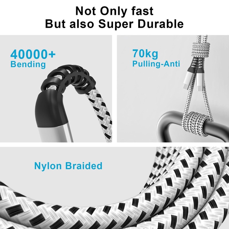 3 Pack 6ft USB C to C Cable iPhone 16 15 Charger Cord 6 Foot Silver Wire gallery