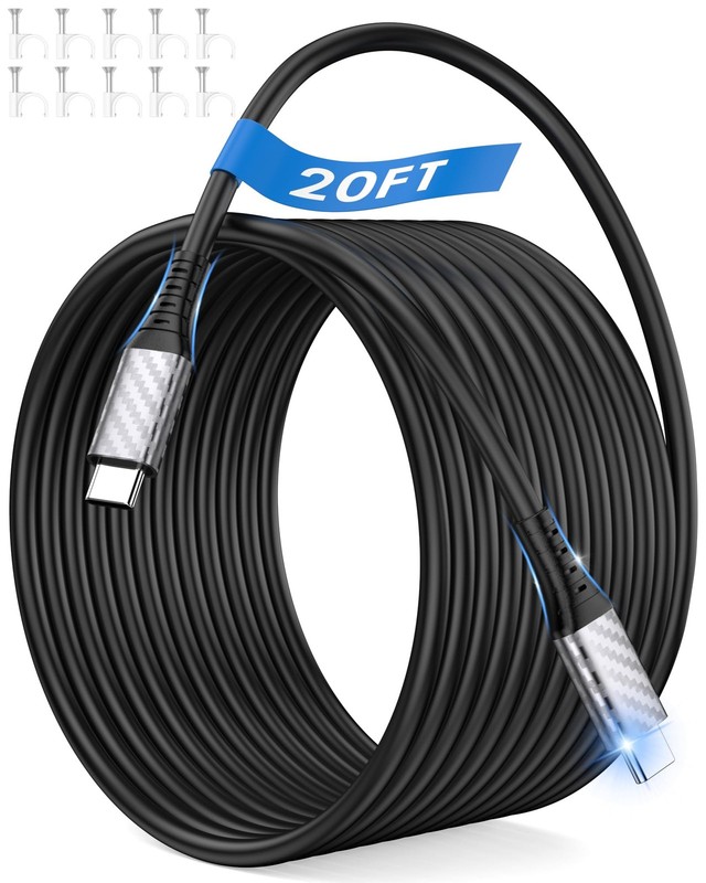 20ft USB C to C Cable 60W Power Delivery for iPhone 17 16 15 – Fast Charging
