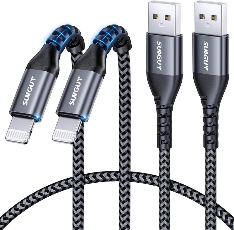 USB-A to Lightning Cable 2FT, 2Pack [MFi Certified] USB to Lightning Cable for C