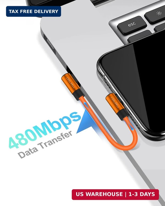 Short USB C Cable 90 Degree 6inch, 1ft, 1.6ft, Silicone 60W Fast Charging Cord T gallery