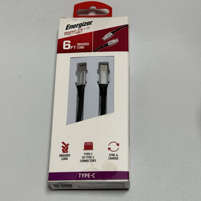 5x Energizer Braided Type-C To Type-C Cable 6 Feet NEW SEALED IN BOX (5 BOXES). gallery